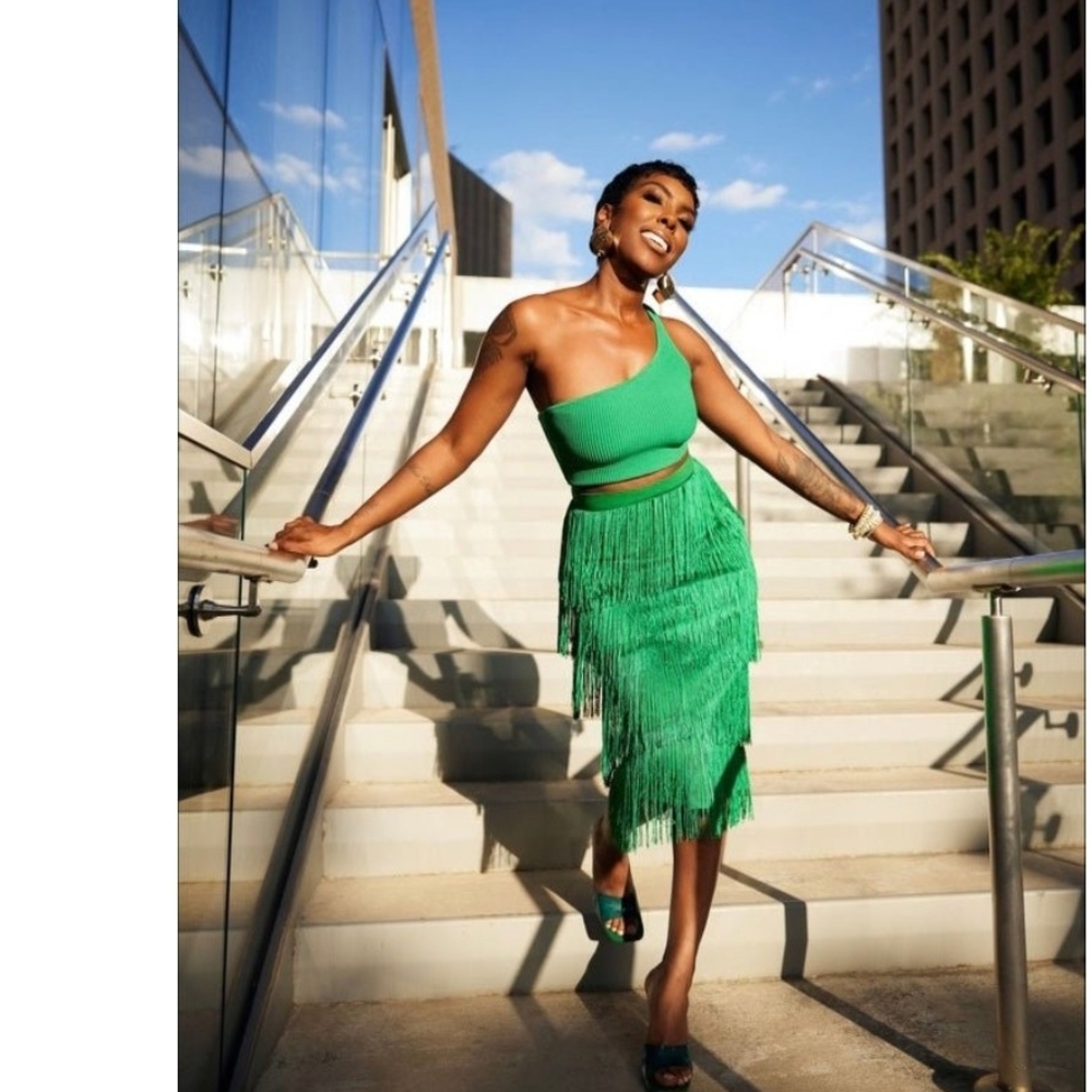Emerald Green Asymmetrical Pencil Midi Skirt